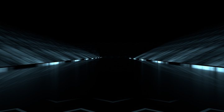 3d rendering of a futuristic road with lights