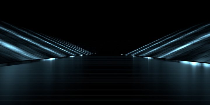 3d rendering of a futuristic road with lights