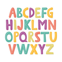 Cute and happy hand drawn alphabet