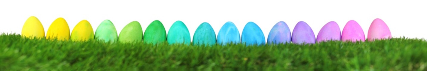 Row of colorful Easter eggs