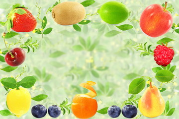  Mixed fruits background fresh Healthy natural food concept