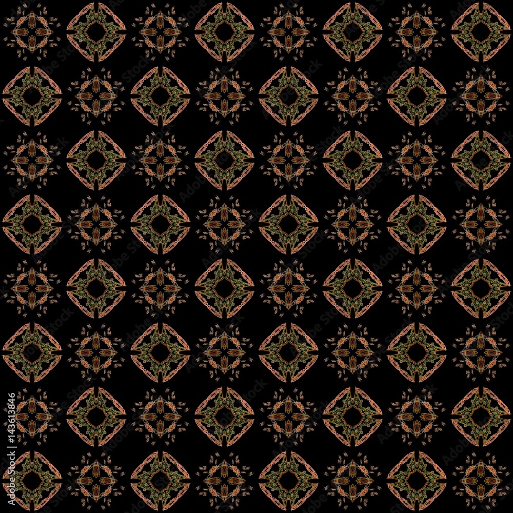 Fototapete seamless texture with 3d rendering abstract fractal orange pattern