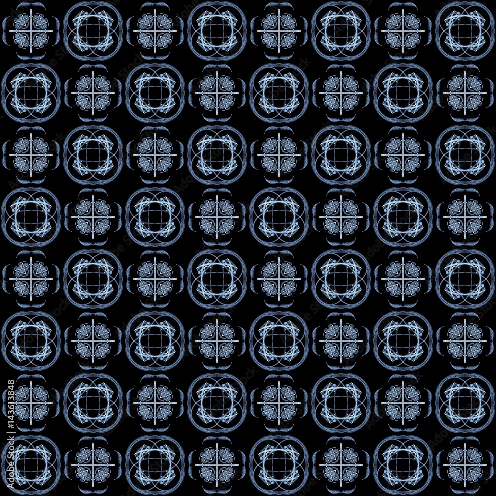 Poster seamless texture with 3d rendering abstract fractal blue pattern
