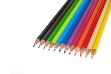 Colour pencils isolated on white background