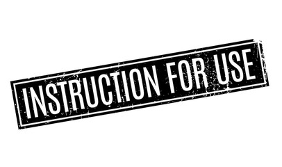 Instruction For Use rubber stamp. Grunge design with dust scratches. Effects can be easily removed for a clean, crisp look. Color is easily changed.