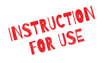 Instruction For Use rubber stamp. Grunge design with dust scratches. Effects can be easily removed for a clean, crisp look. Color is easily changed.