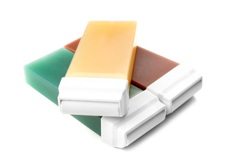 Liposoluble wax cartridges on white background