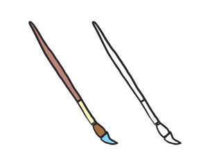 Vector painting brush in trendy doodle style. Hand drawn illustration