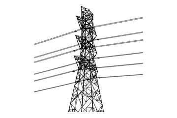 high voltage pole ,power lines electric lines  , vector