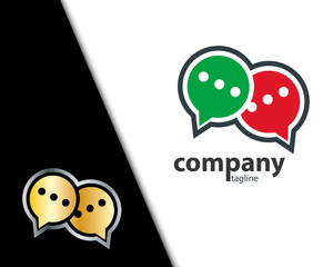 Abstract Chat and Pin Location Design Logo