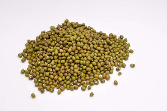 green beans on white background