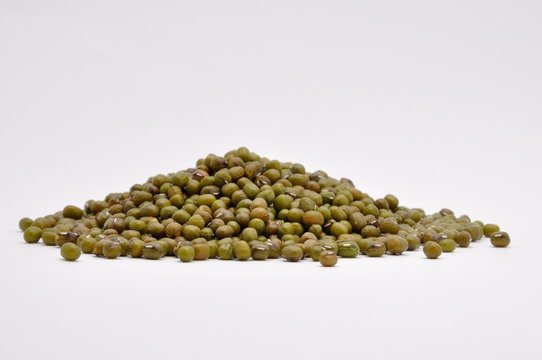 green beans on white background