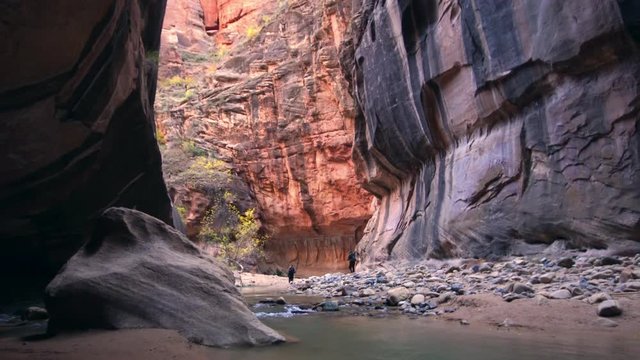 View of the Zion Narrows walls glowing