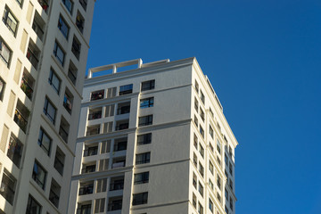 Urban apartment building closeup view in Hanoi, Vietnam