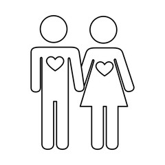 couple silhouette with hearts