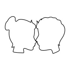 couple silhouette with hearts