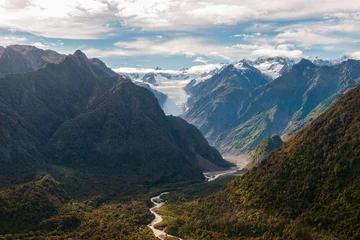 Canvas schilderij Gletsjers Aerial view of Fox glaciers Southern island, New Zealand  © superjoseph