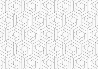 geometric vector pattern, repeating linear hexagon abstract flower