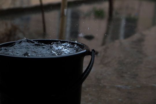 rain drop in bucket water, weather rainy season
