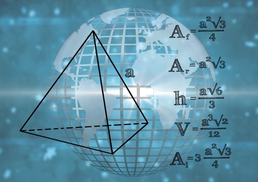 3D technological earth with graphic about triangle - Powered by Adobe
