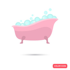 Bath with foam color flat icon for web and mobile design