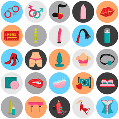 Love, sex and sex tous color flat icons set for web and mobile design