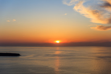 Beautiful sunset over sea water