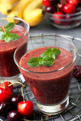 smoothie with cherry and banana