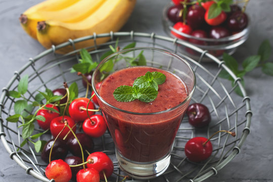 smoothie with cherry and banana