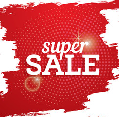 Super Sale poster on red background with Halftone.