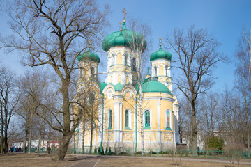 Cathedral of the Holy Apostle Paul, sunny April day. Leningrad region, Gatchina