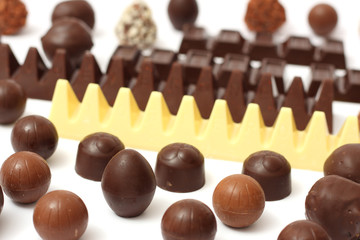 mix of chocolate candies sweets isolated on white background