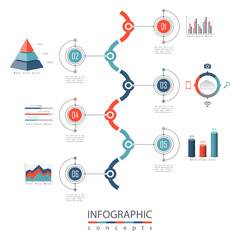 Infographic timeline template can be used for chart, diagram, web design, presentation, advertising, history. Vector infographic illustration