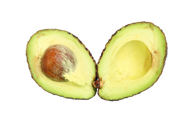 avocado cut in half isolated on white background