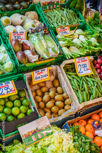 Fresh Fruit And Vegetable Stall In Triana Market Seville Spain Famous Covered Food Market In Triana Seville Wall Mural Doug Armand