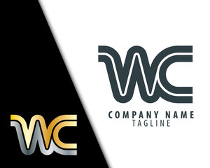 Initial Letter WC Linked Design Logo