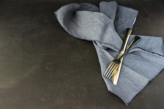 Table setting on dark background