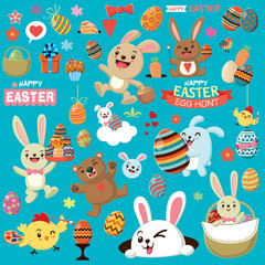 Vintage Easter poster design set