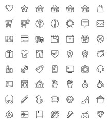 56 shopping icon set with out line  vector style