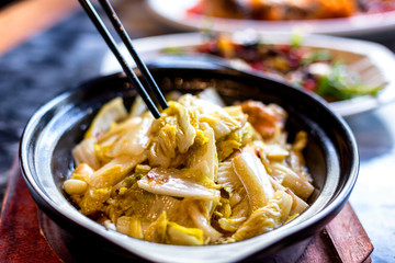 delicious chinese food on table