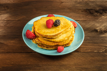 Homemade pancakes with fresh fruit