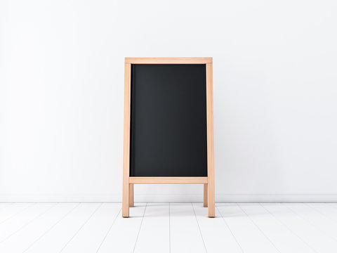 Blank Menu Black Board Mockup, Wooden Easel, 3d Rendering