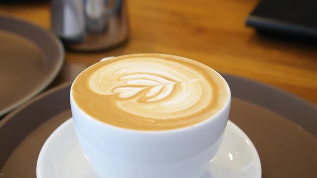 Coffee Latte in Coffee Shop for Breakfast