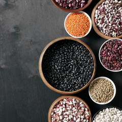 Various beans in bowls