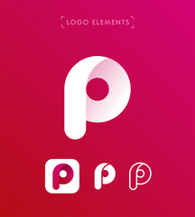 Abstract letter P origami style logo template