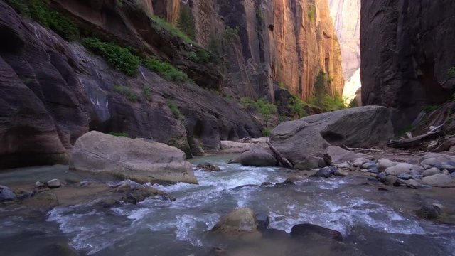 View through the Zion Narrows in Utah