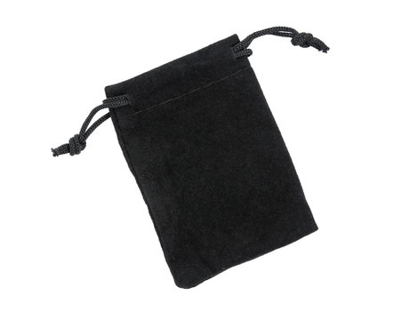 Black drawstring bag isolated on white background.Drawstring bag isolated