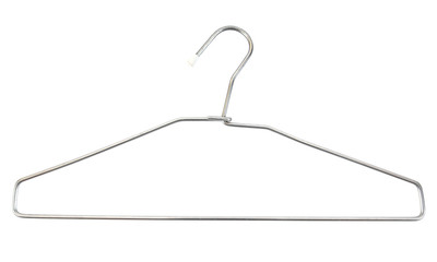 Metal cloth hanger isolated on white background.Aluminum cloth hanger isolated