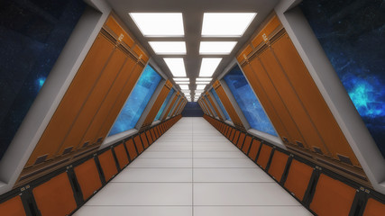 Obraz premium 3d rendering. Futuristic background architecture corridor.