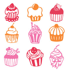 Vintage Paper Cut Silhouette Cupcake Set